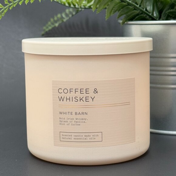 BBW Coffee & Whiskey White Barn Bath & Body Works 3 Wick Candle - Picture 1 of 10